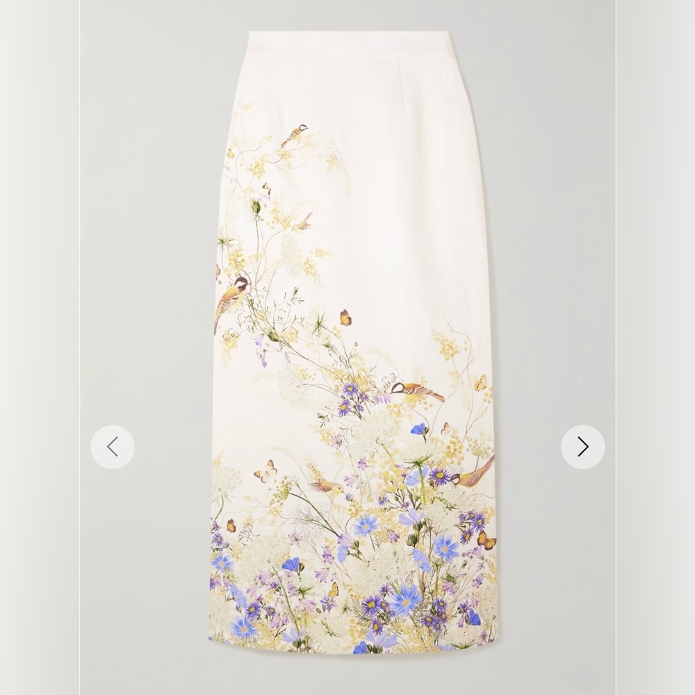 AU0P NWT Zimmermann Harmony Floral- print linen midi skirt
